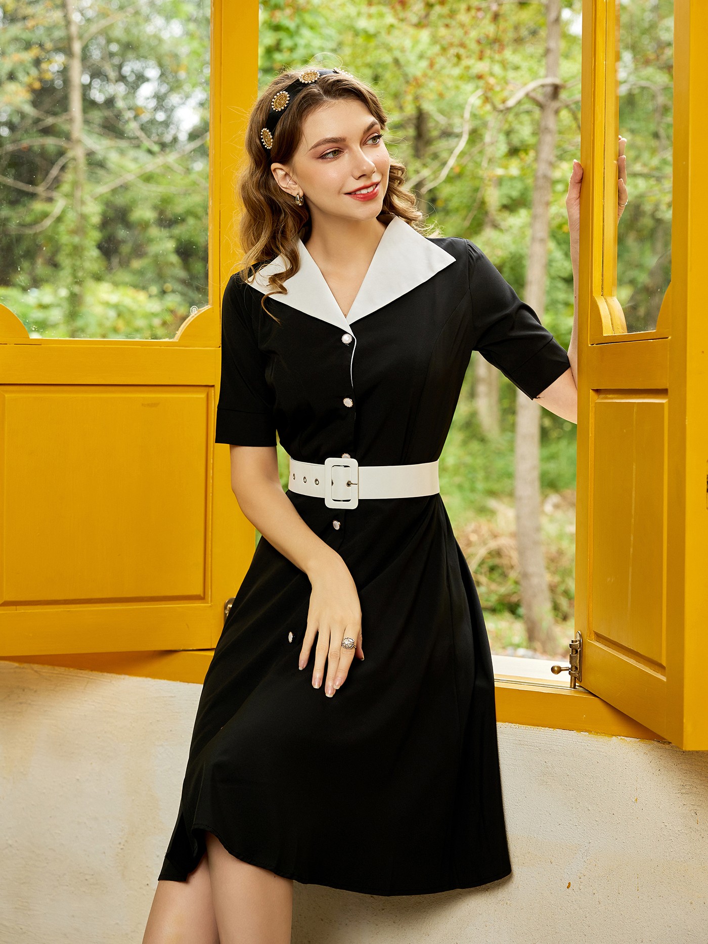 Button A Line Dress