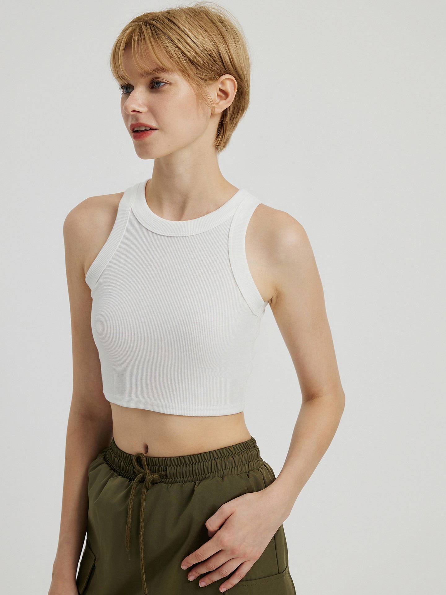 Women Basic Casual Stretch Crop Cropped Tank Top Sleeveless Shirt S - L