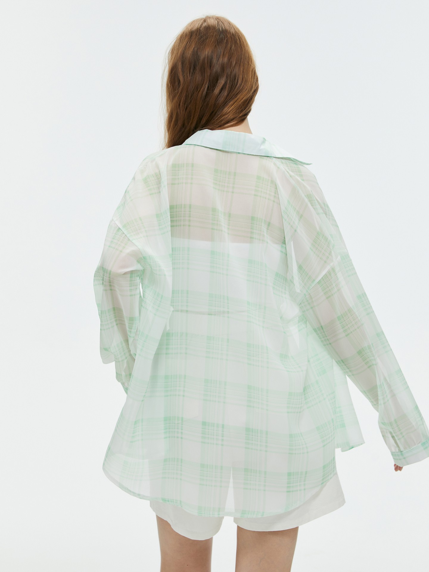 Sheer plaid sale shirt