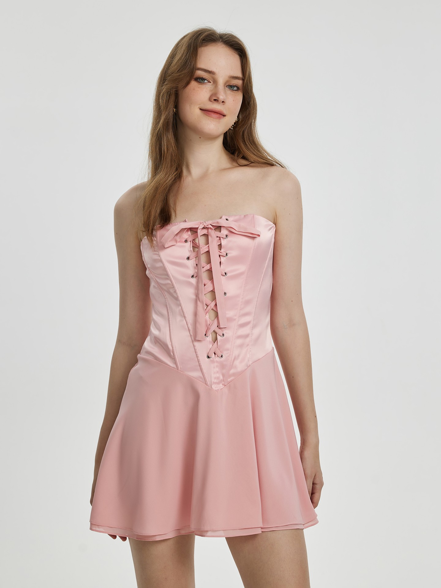 Lace Up Tube Dress
