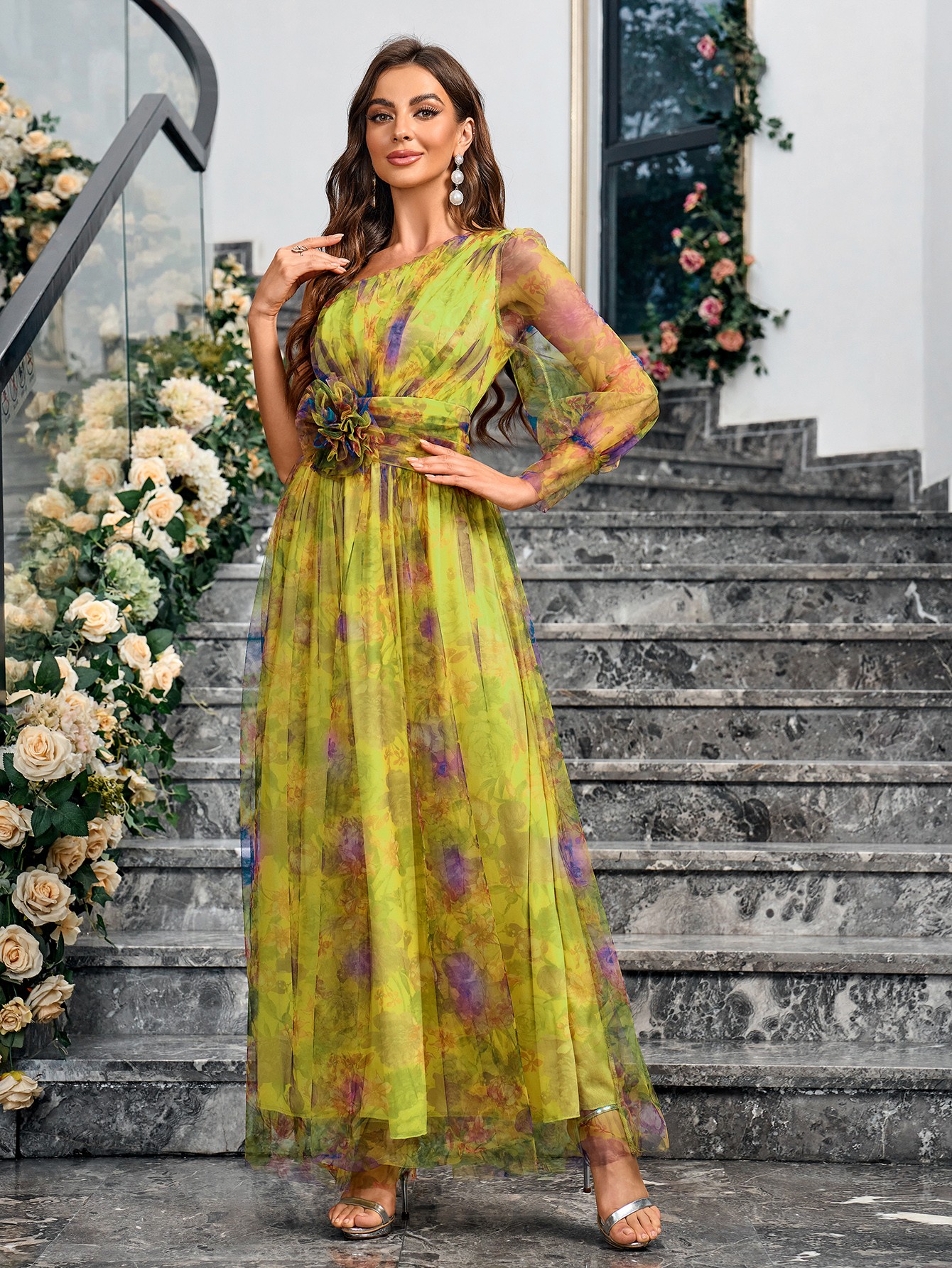 Off Shoulder Sheer Cocktail Dress