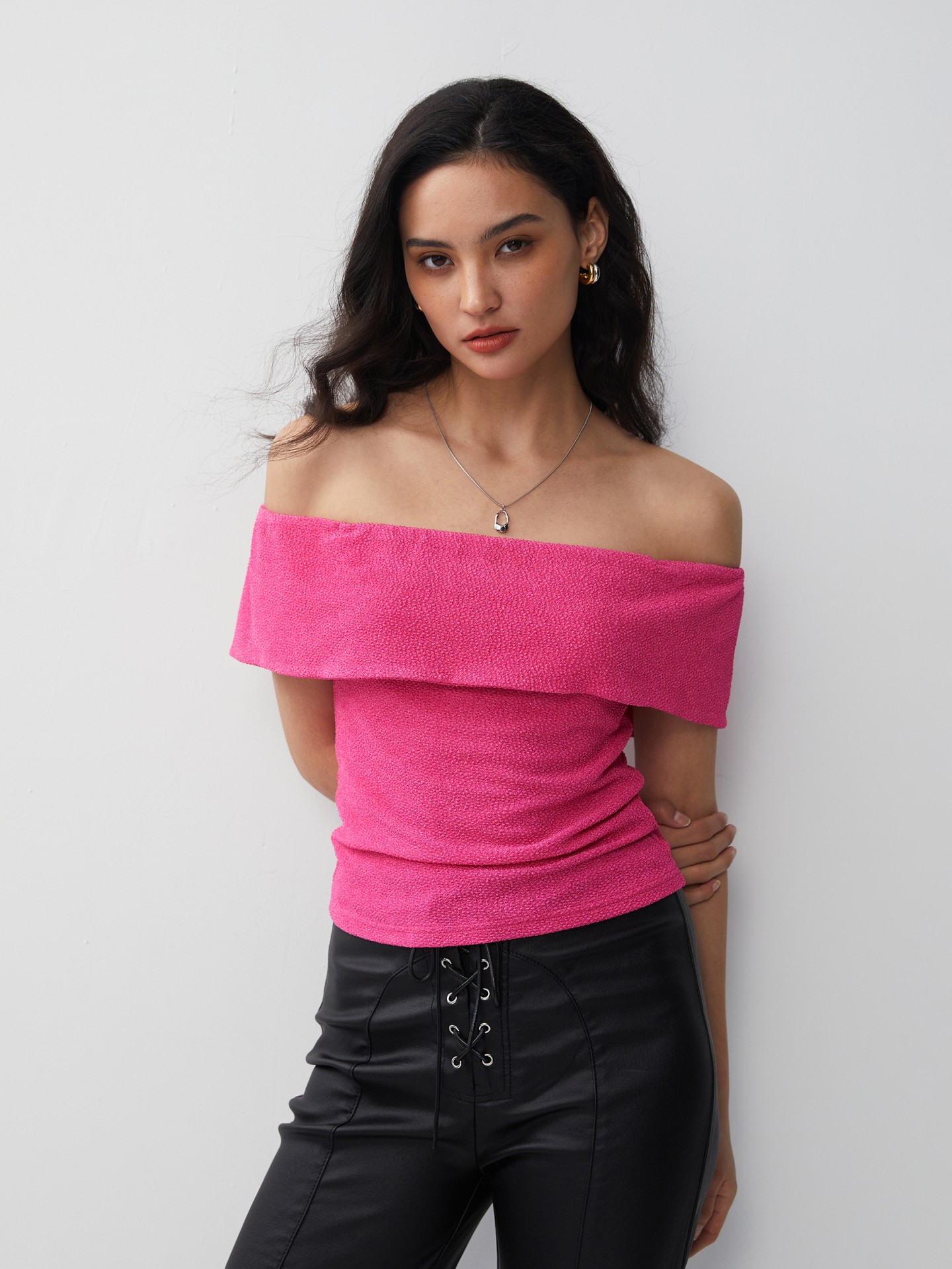 Textured Bardot Top Urbanic Most Favourite