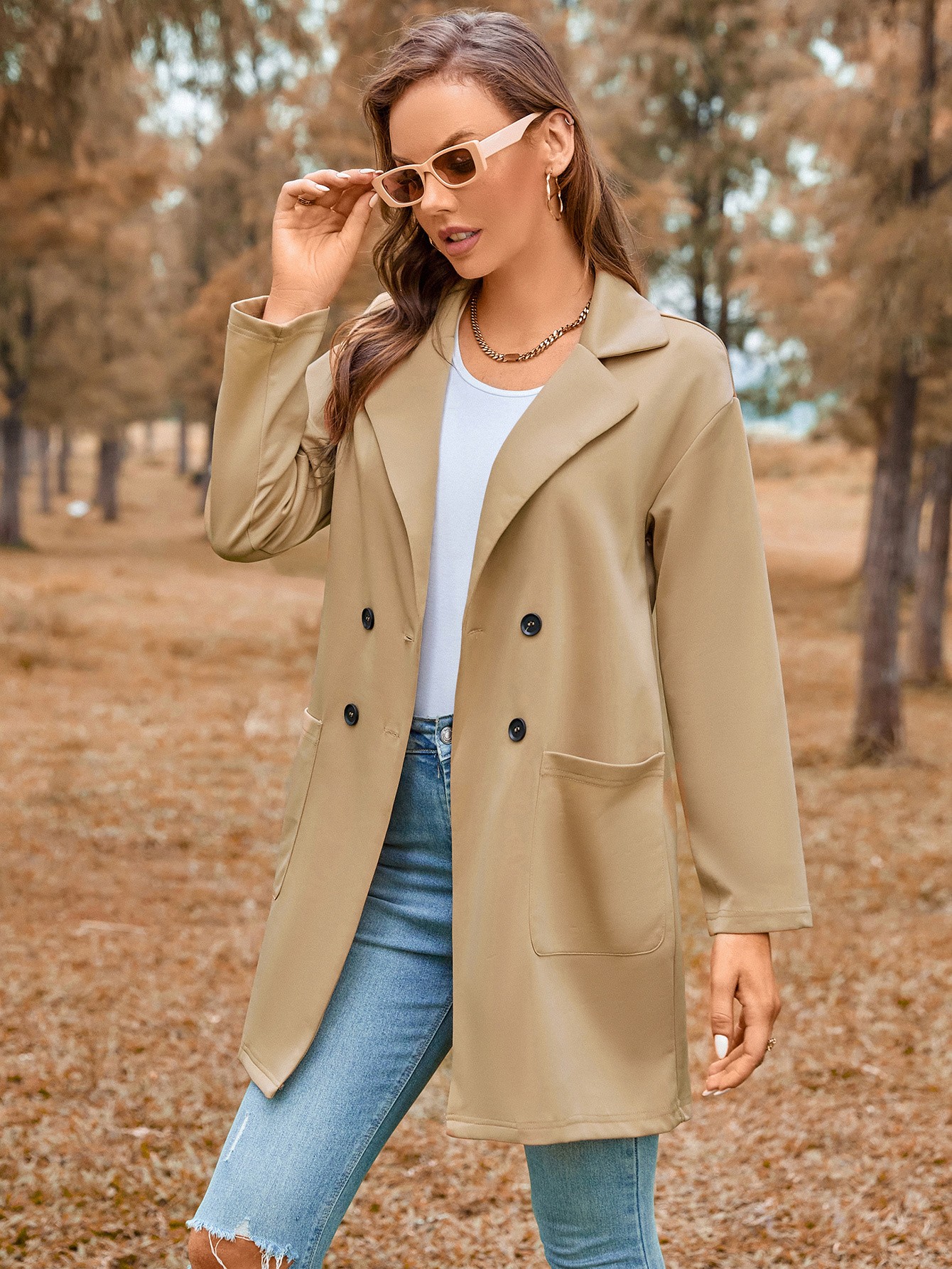 Button hot sale trench coat