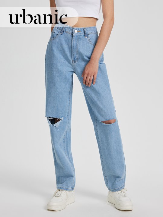 Ripped Straight Leg Jeans丨Urbanic Most Favourite