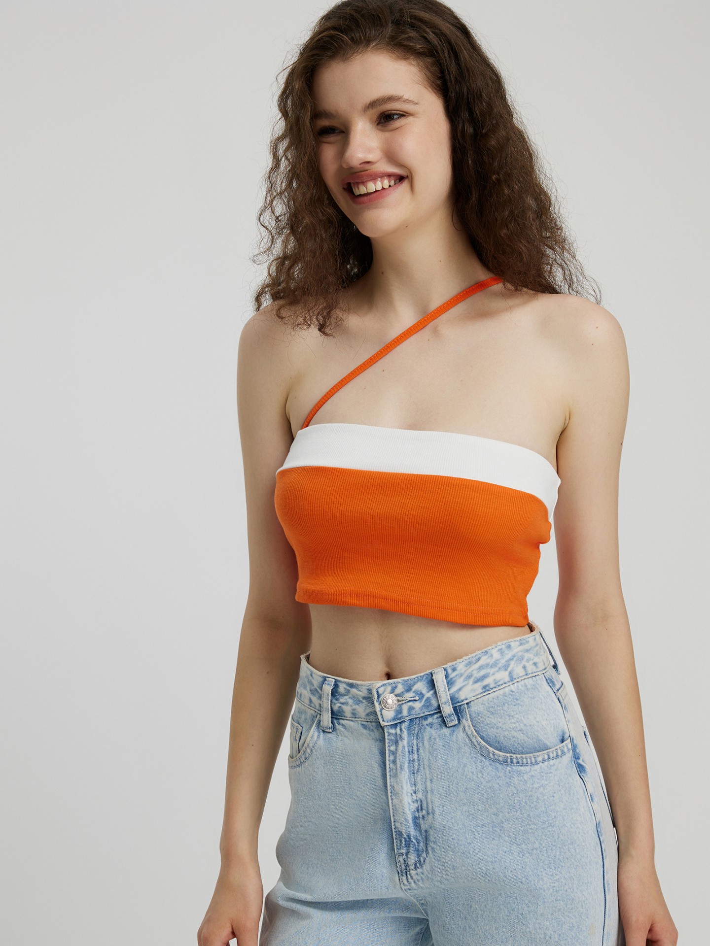 Cropped Color-blocking Tube Top