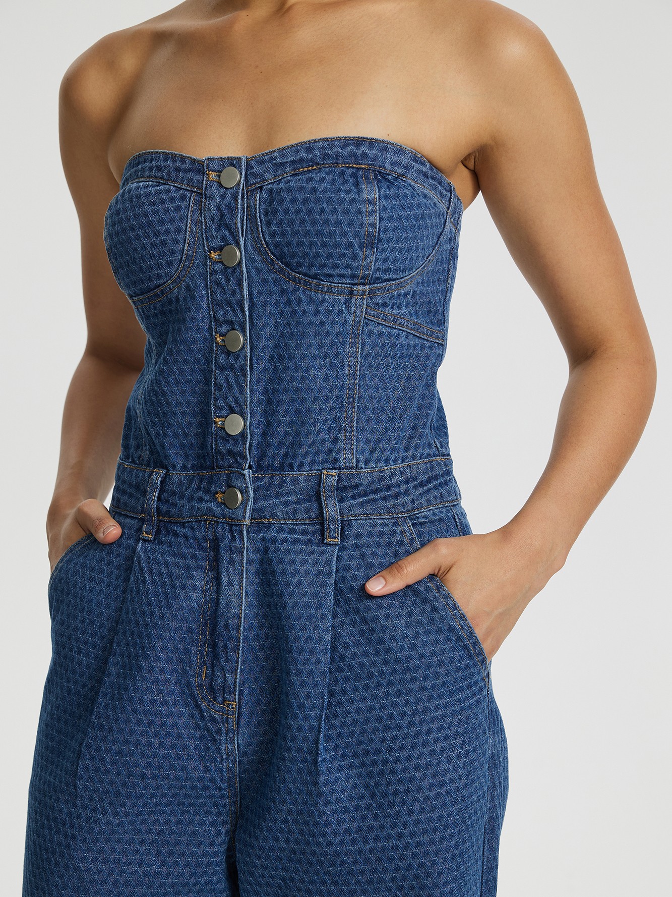 Embroidery Tube Corset Jumpsuit