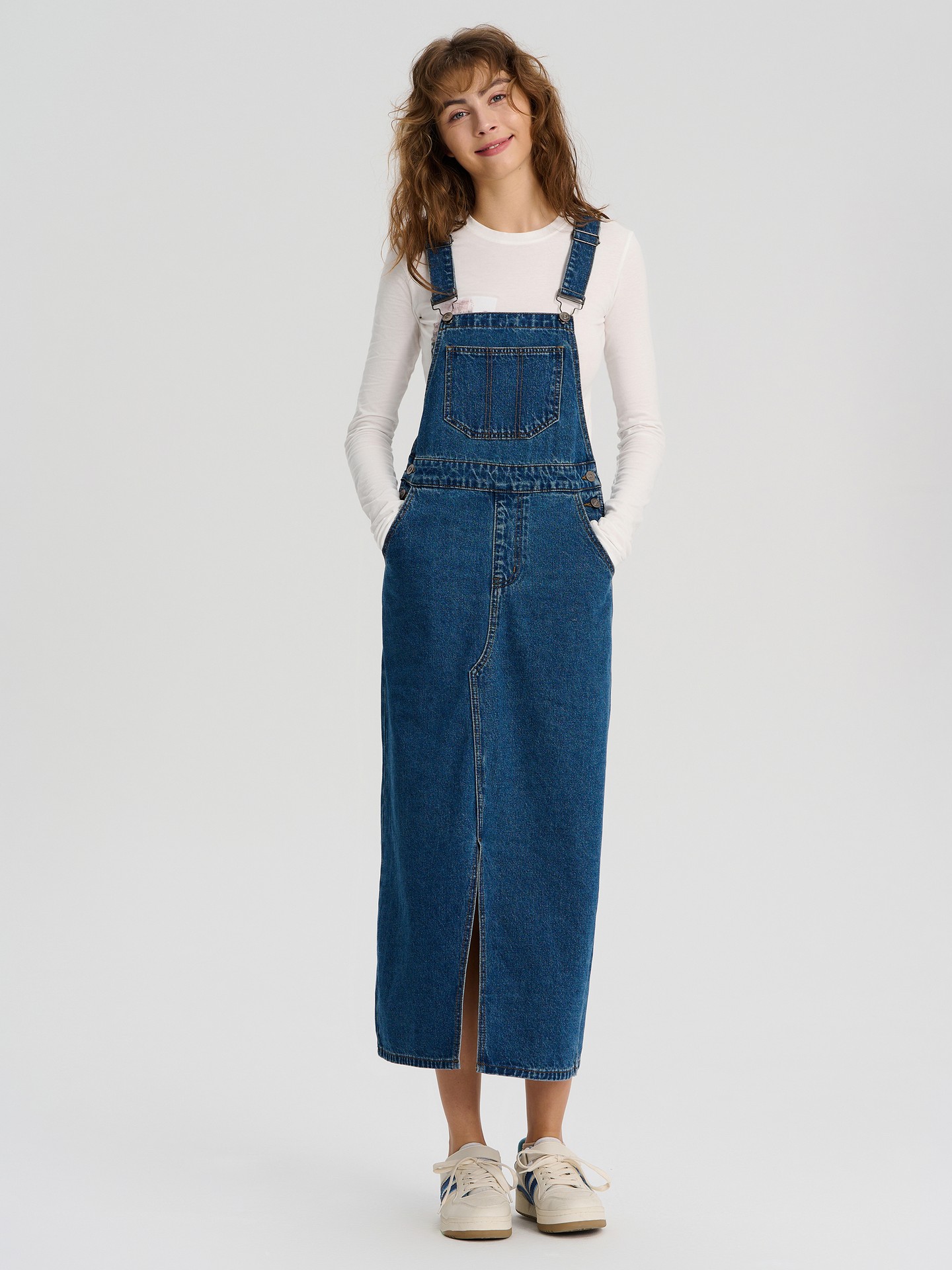 Split Pinafore Denim Dress