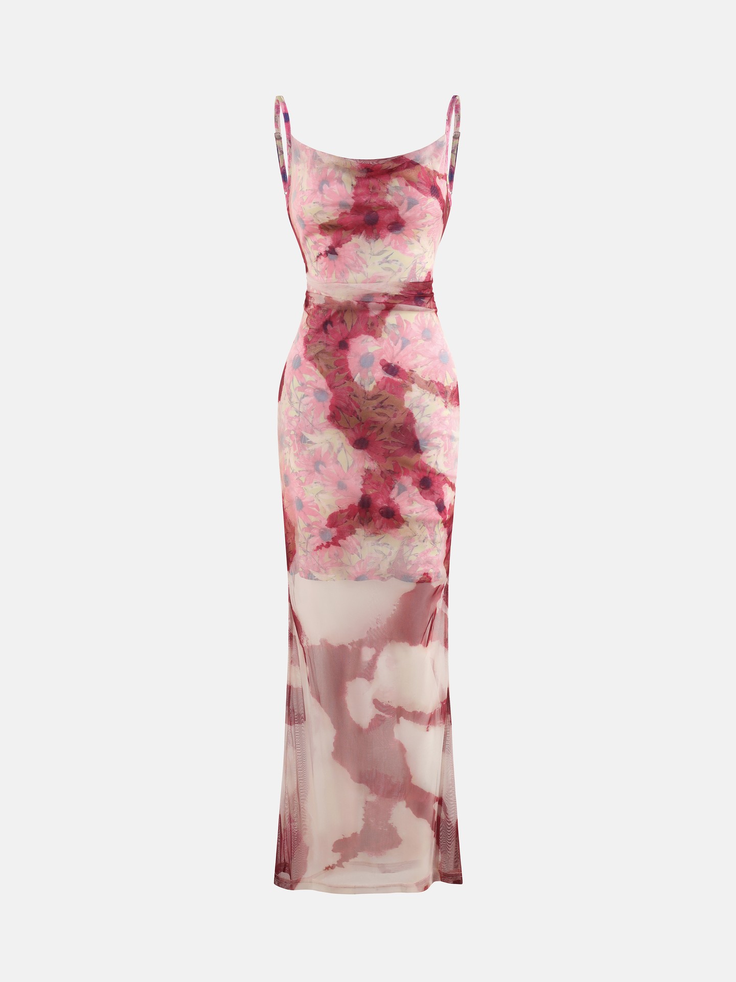 Double Layer Printed Mesh Cami Dress