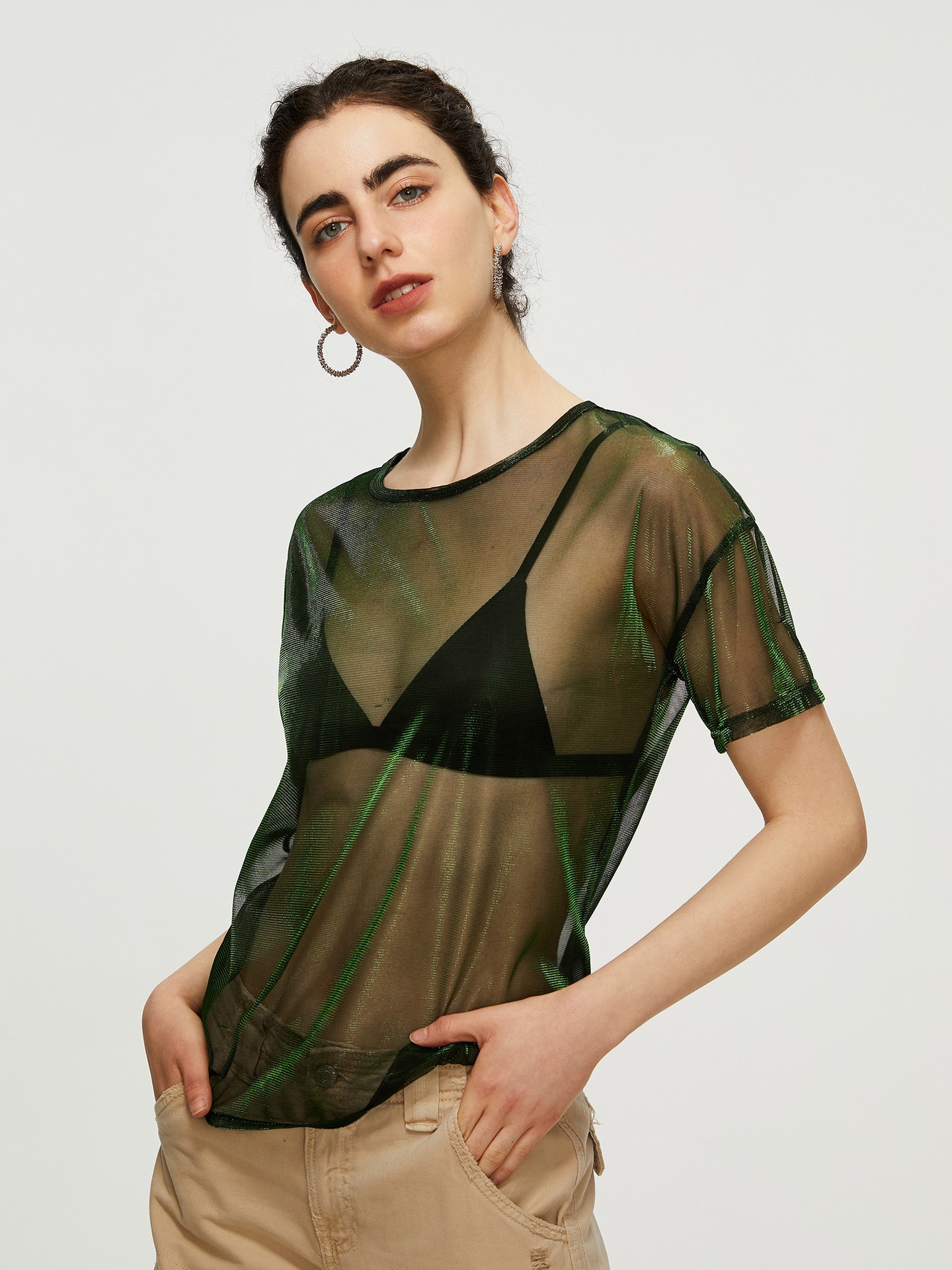 metallic sheer shirt