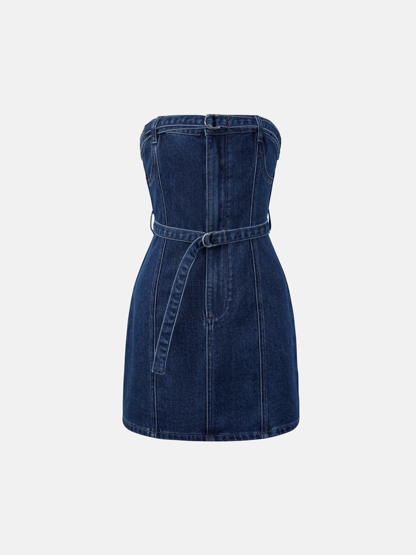 Denim Bodycon Dress with Belt