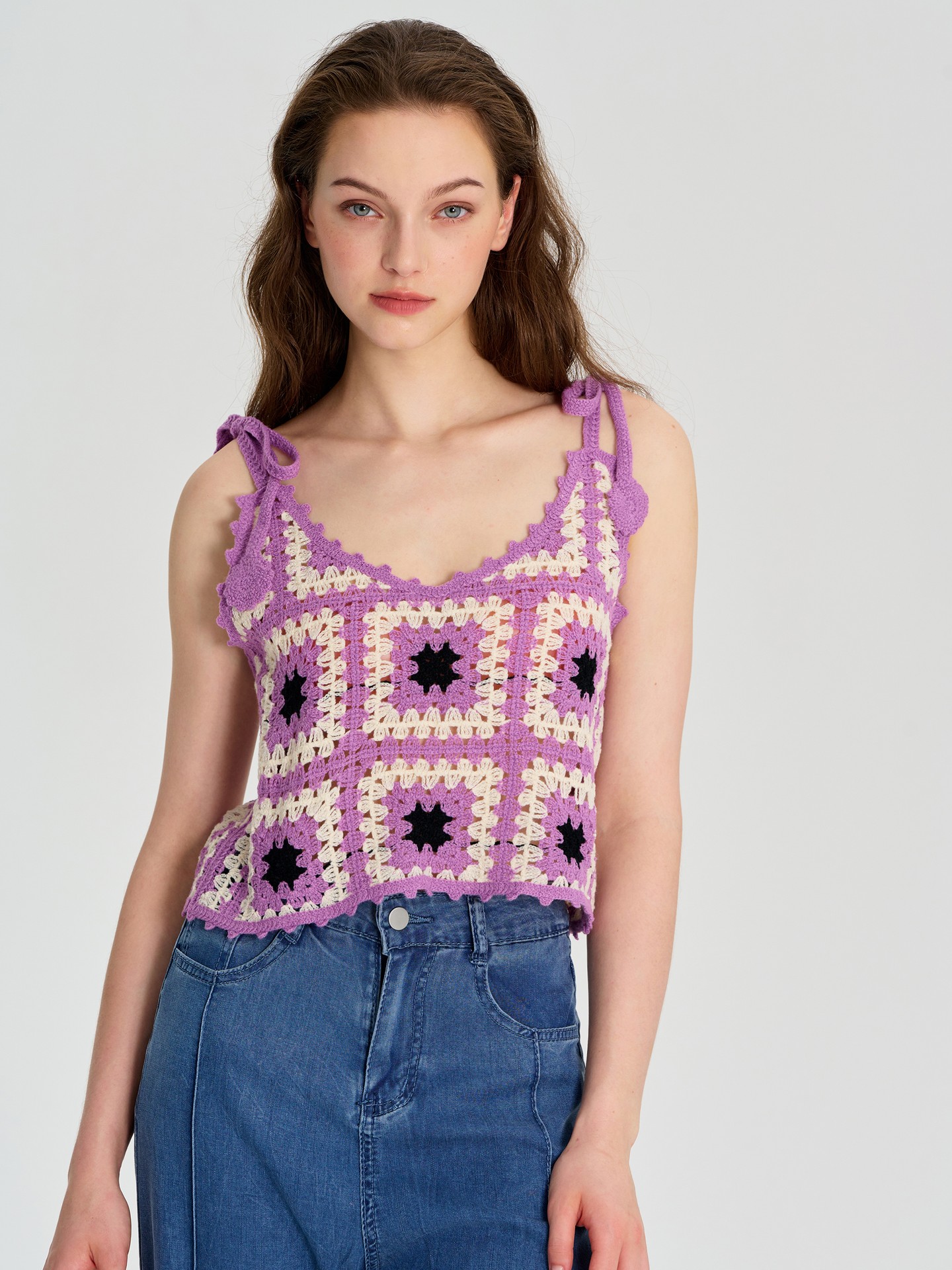 Blusa top best sale a crochet