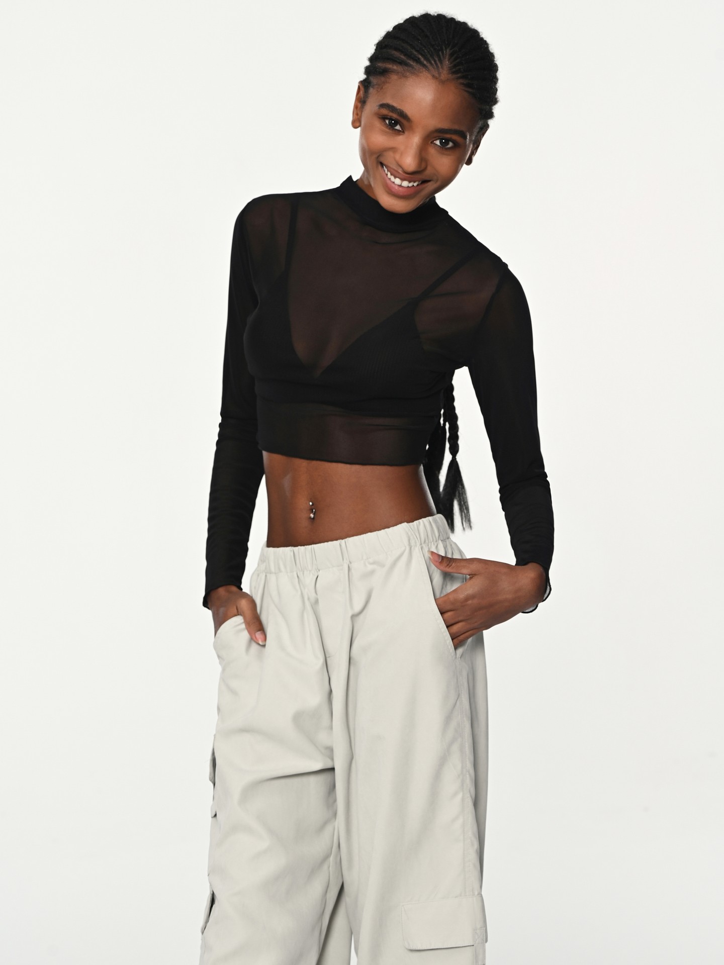 Mesh sheer store crop top