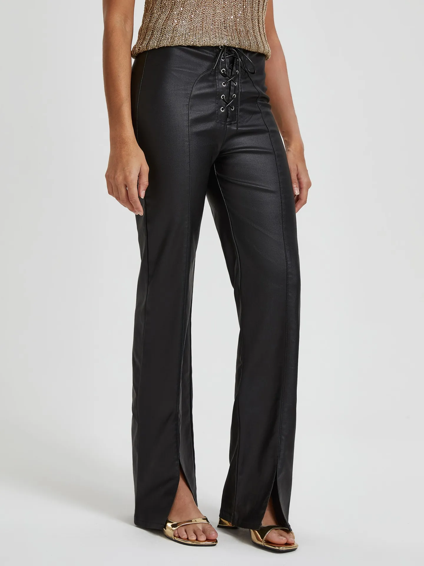 Lace Up Straight Leg Pants