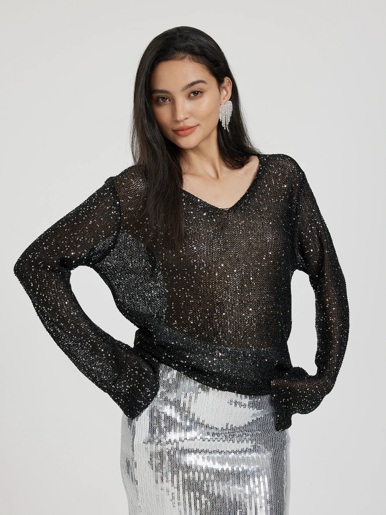 Sequinned Knit Pullover