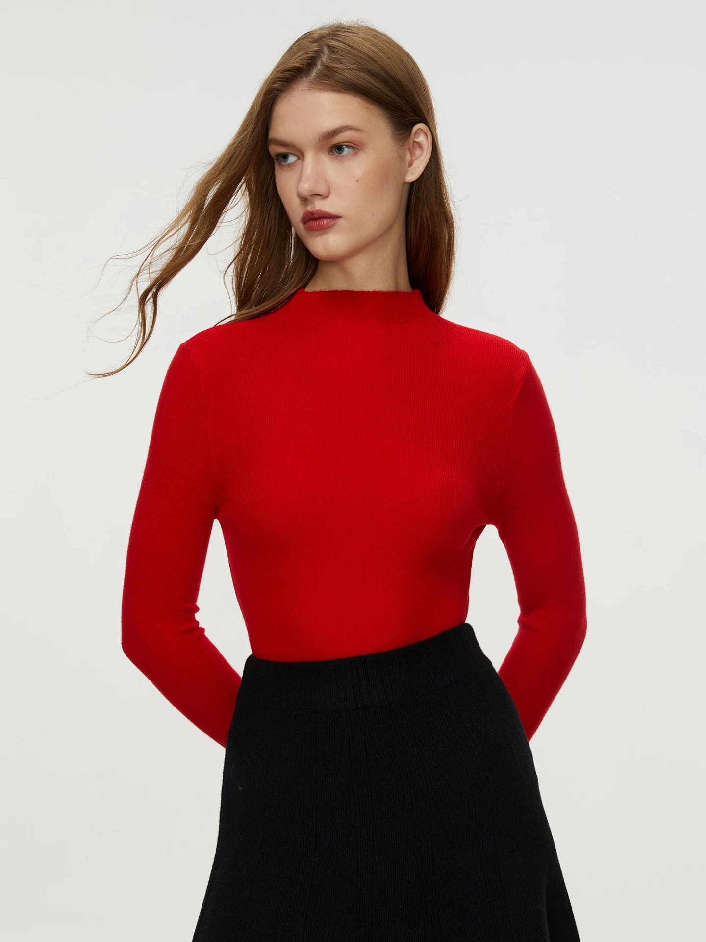 Mock Neck Knit Pullover