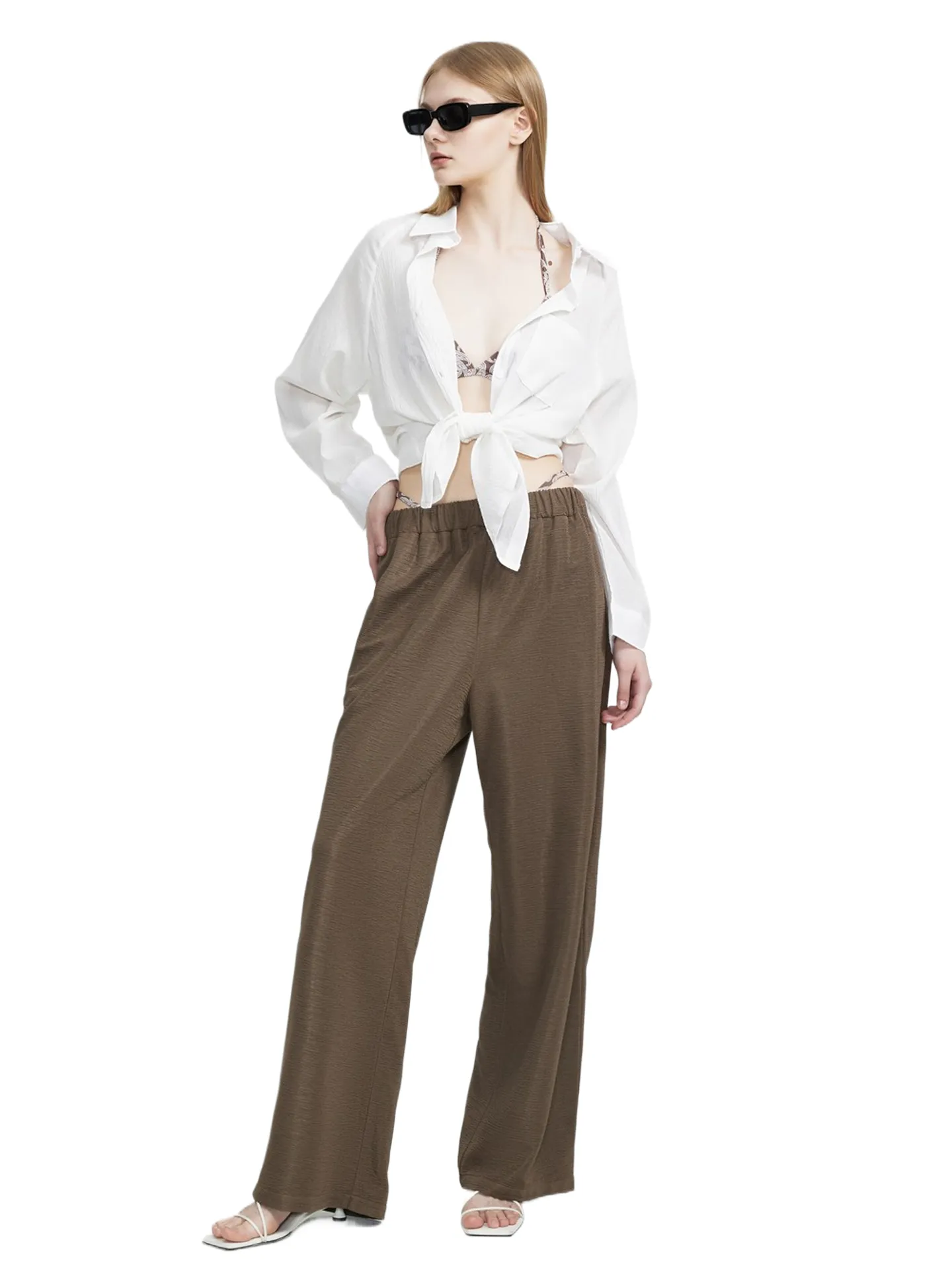 Textured Loose Fit Trousers
